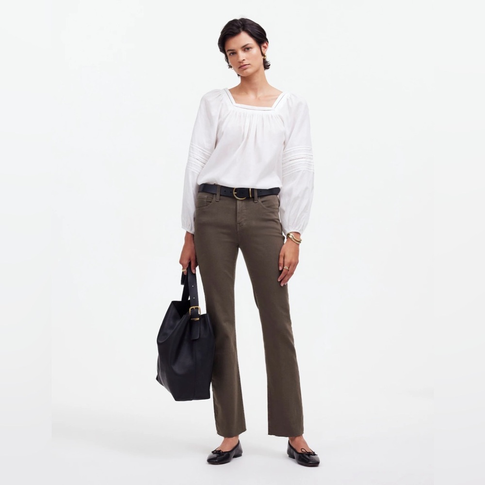 Madewell Kick Out Crop Jeans in Driftwood Brown: Raw-Hem Edition